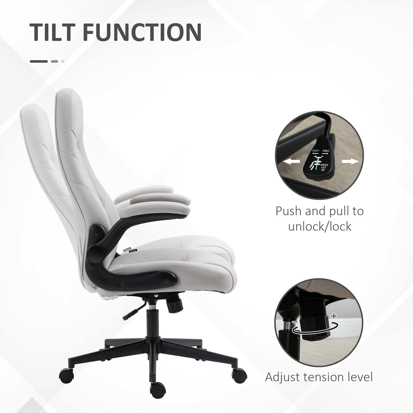 Ergonomic Office Chair with Folding Armrests and Adjustable Height, 67x70x112-122 cm, Grey
