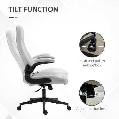 Ergonomic Office Chair with Folding Armrests and Adjustable Height, 67x70x112-122 cm, Grey