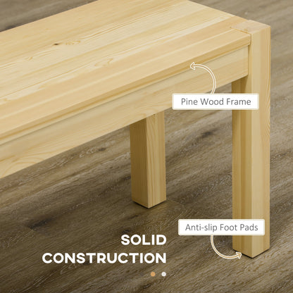 3-Seater Pine Wood Kitchen Bench, 150Lx33x45cm, Wood Color