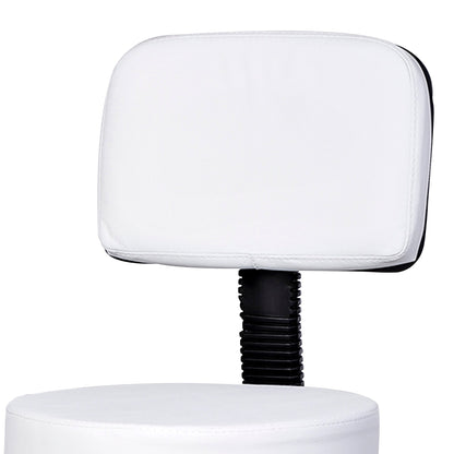 Swivel Stool with Backrest, Adjustable Height and 5 Wheels in White PU Leather for Home or Shop