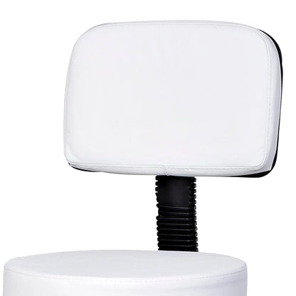 White Swivel Stool with Backrest and Adjustable Height