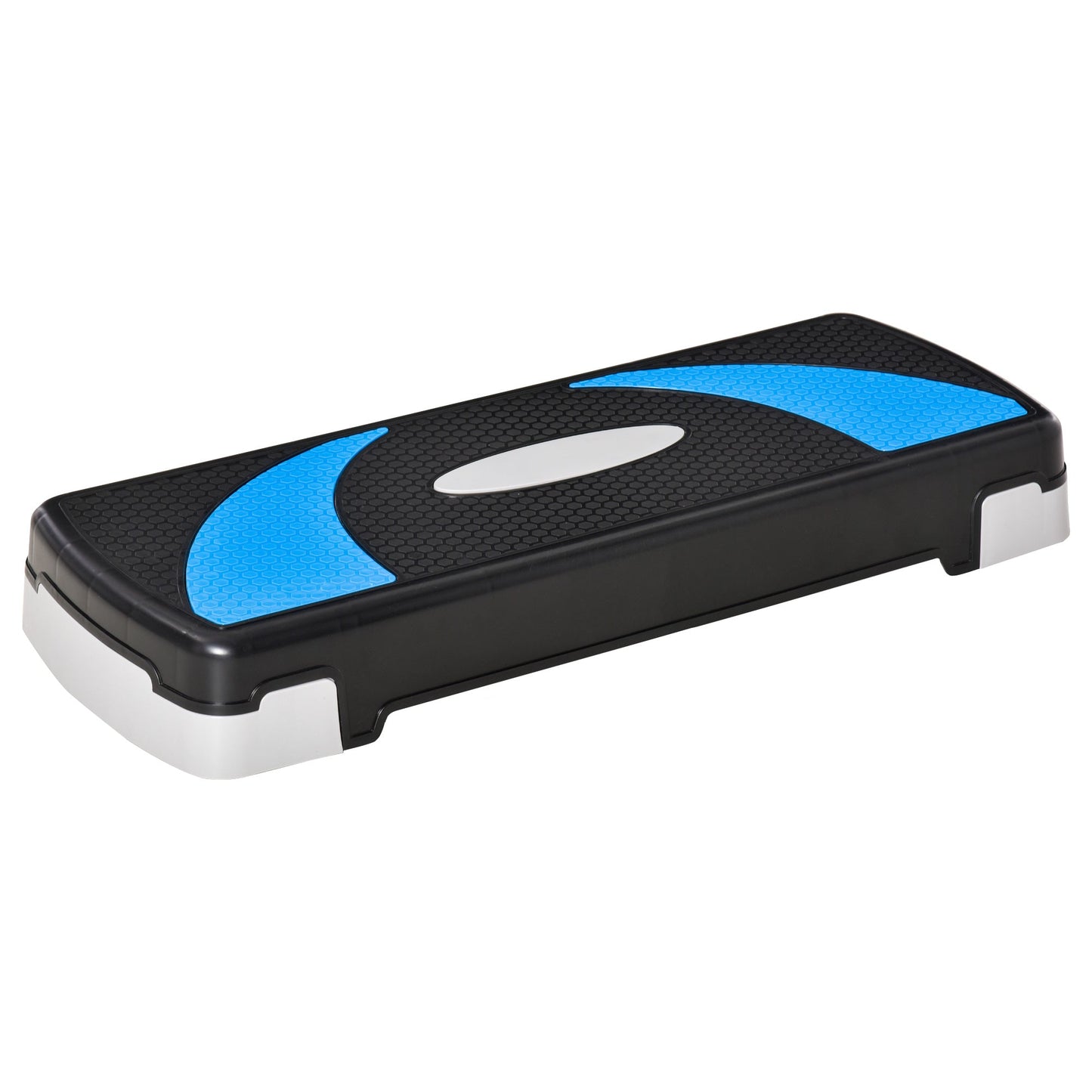 Aerobic Stepper Fitness Adjustable to 3 Heights of 10-15-20 cm, Blue and Black