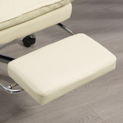 Ergonomic Office Chair, Reclining Desk Chair, Footrest, Beige