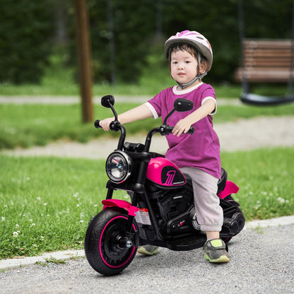 Electric Motorcycle for Children 18-36 Months with Wheels and Headlight, 76x42x57 cm, Pink and Black