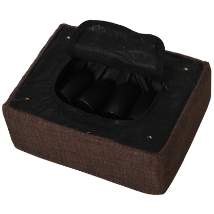 Pouf Footstool in Linen Effect Fabric Padded, 40x30x24cm, Dark Brown