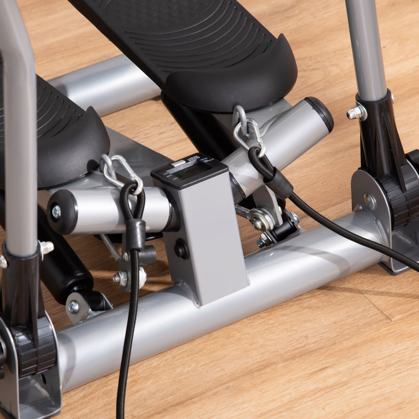 Fitness Stepper with Handle and LCD Monitor for Home and Gym Training, Silver