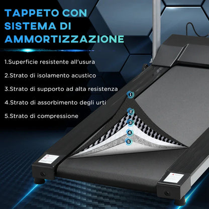 Electric Folding Treadmill with LCD Screen and 2 Wheels for Home or Office Training, 500W Motor, 10km/h Speed