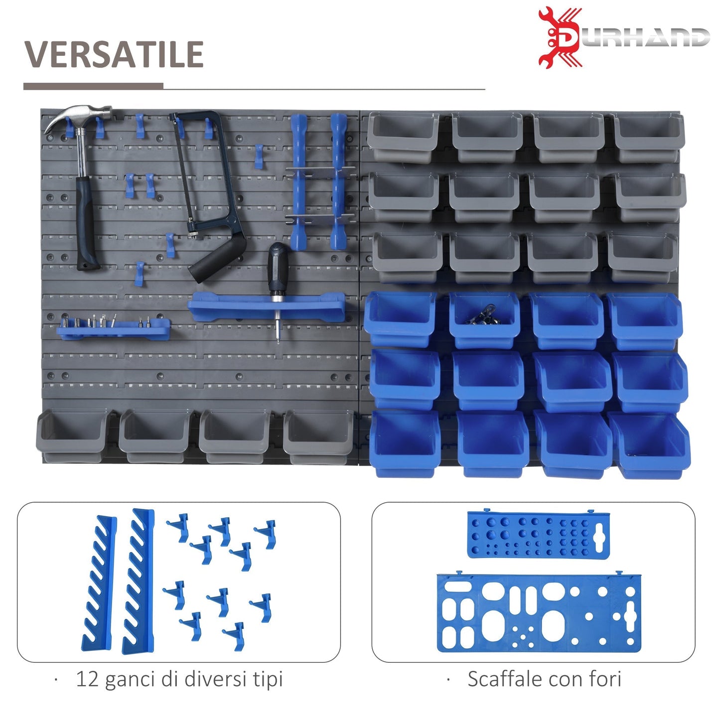 44pcs Tool Box with Adjustable and Removable PP Boxes Blue and Gray, 54x22x95cm