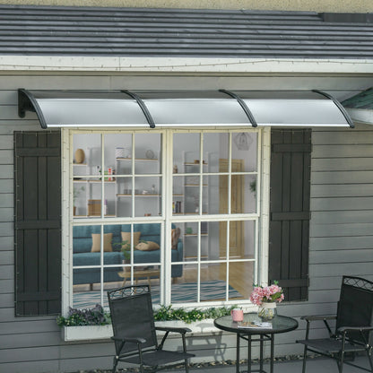 Outdoor Canopy for Windows and Doors, in Polycarbonate and Aluminum, 303x100x26cm - Brown