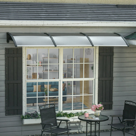 Outdoor Canopy for Windows and Doors, in Polycarbonate and Aluminum, 303x100x26cm - Brown