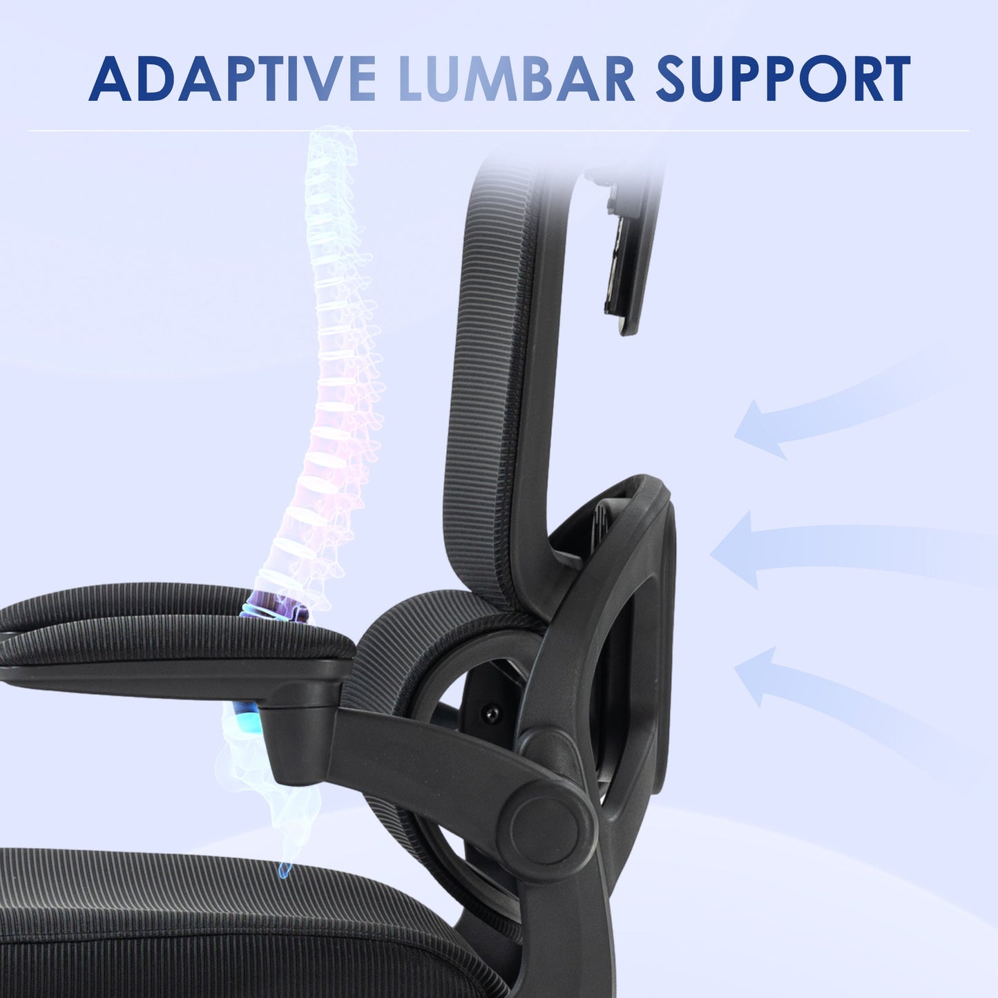 Height Adjustable Office Chair with Tilt and Lumbar Support, 62x58x120-133 cm, Black