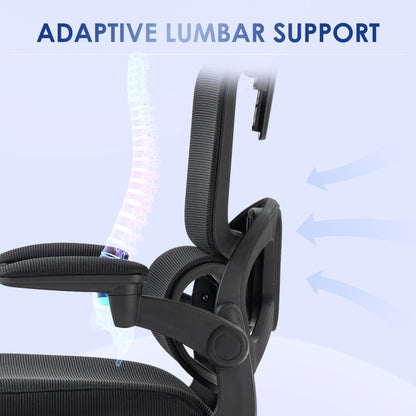 Height Adjustable Office Chair with Tilt and Lumbar Support, 62x58x120-133 cm, Black