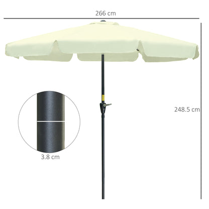 Garden and Terrace Umbrella Ø2.7x2.5 m Round with Tilting Head and UV 50+ Resistant, Beige