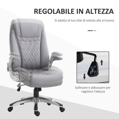 Ergonomic Office Chair with Padding, Adjustable Height and 5 Wheels, 70x71x113-121 cm, Grey