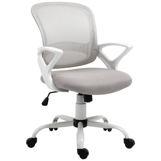 Grey Mesh Fabric Rocking Office Chair, Ergonomic Swivel Desk Chair with Adjustable Height