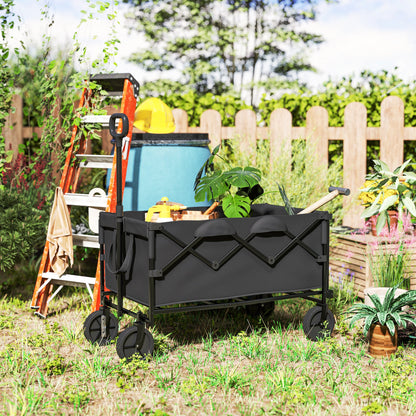 Garden Trolley 160L Foldable with Adjustable Handle, Capacity 100 kg, 95x55x102 cm, Black