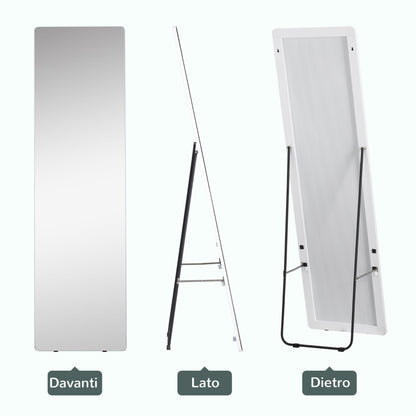 Floor and Wall Mirror with Aluminum Frame for Bedroom, Entrance and Bathroom, 45x37x158.5cm