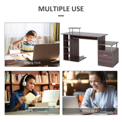 Desk for Chamber and Office with drawer and wooden shelf, 152x60x88cm, brown