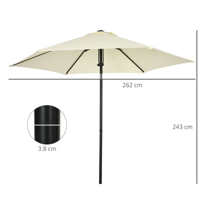 2.7x2.5m Polyester and Metal Garden Umbrella with Tilting Canopy Beige Black