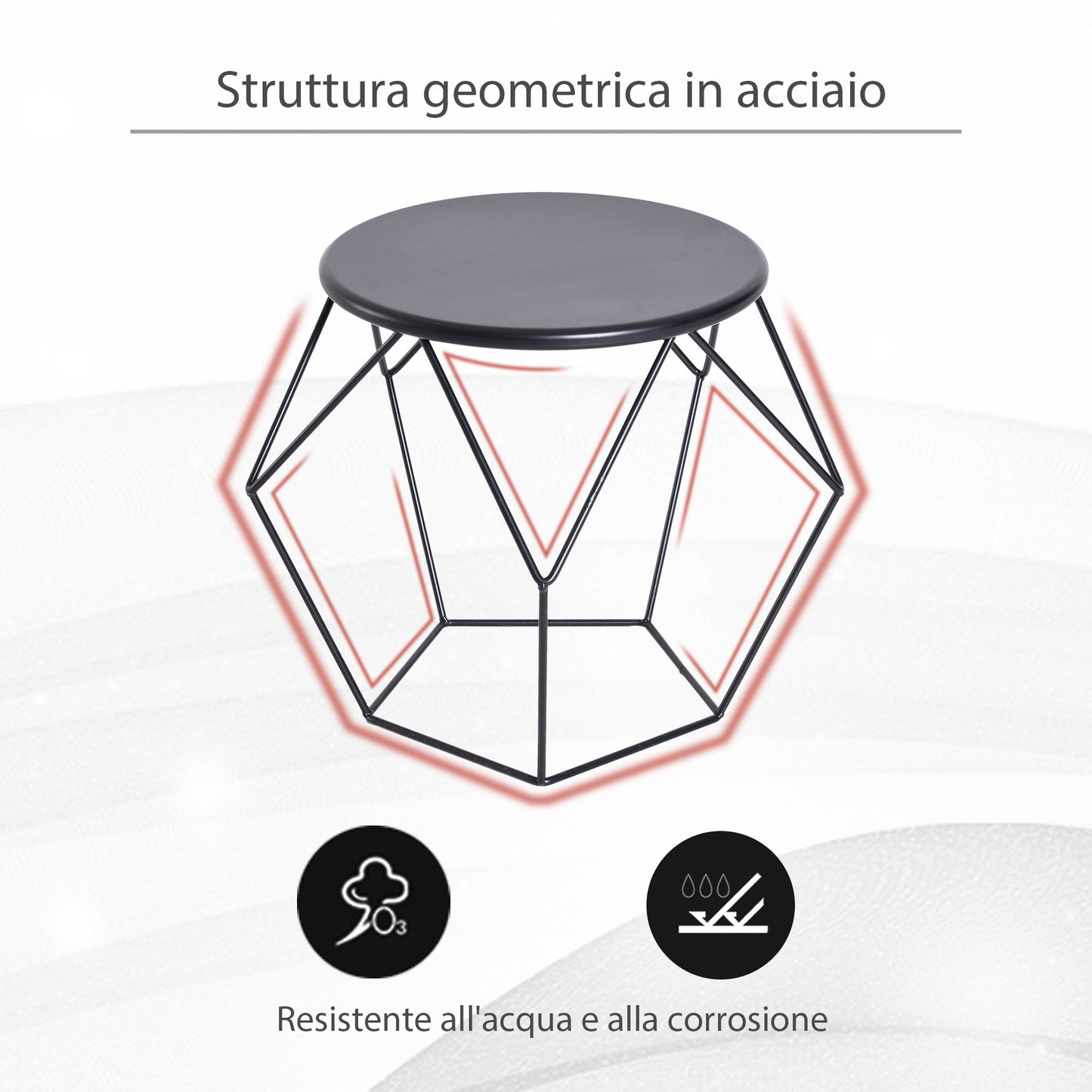 Coffee Table Living Room Nordic Minimalist Geometric Design Large Top, Steel, 54x54x44cm