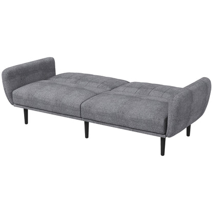 3 Seater Sofa Bed with 3-Level Reclining Backrest in Fabric, 208x84x82cm, Grey