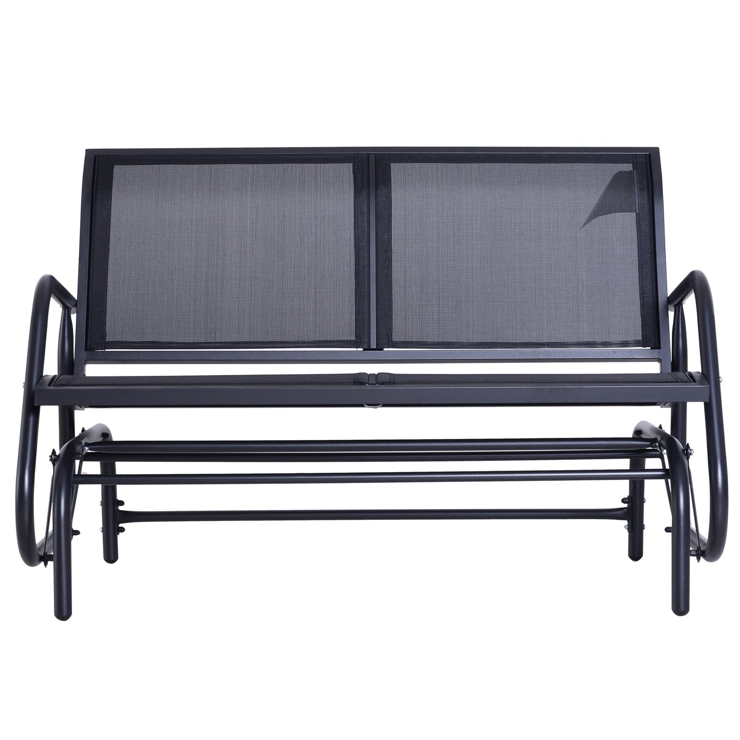 2-Seater Garden Swing Bench in Metal and Breathable Mesh Fabric, 120x70x85cm, Black