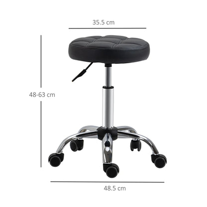 Professional Adjustable Salon Stool with Wheels – Black PU Leather Seat