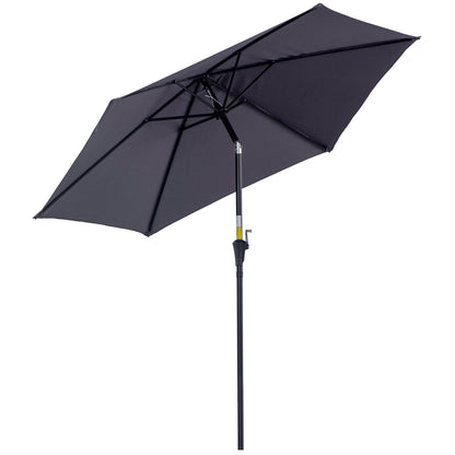 Garden Umbrella 2.6x2.4 m Tilting with Crank, in Aluminum and Polyester Gray and Black