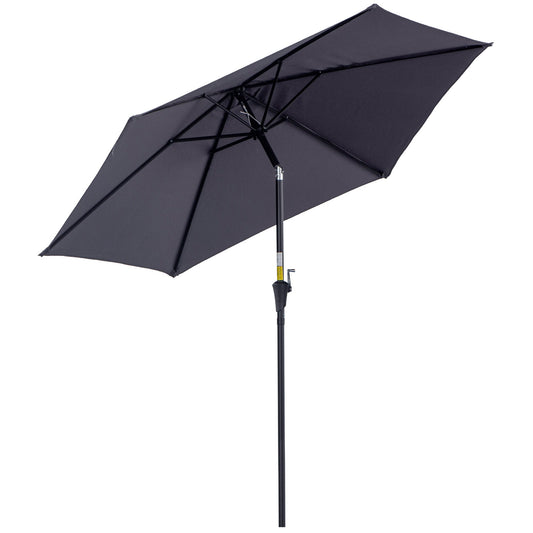 Garden Umbrella 2.6x2.4 m Tilting with Crank, in Aluminum and Polyester Gray and Black