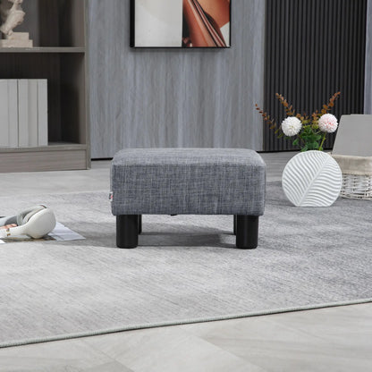 Pouf Footstool in Linen Effect Fabric Padded, 40x30x24cm, Grey