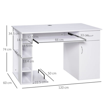 desk for ergonomic pc with shelves and white removable keyboard plane