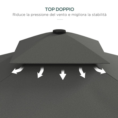 Cantilever Umbrella with Double Roof, Crank Opening and Cross Base, 2.5x2.5m, Grey