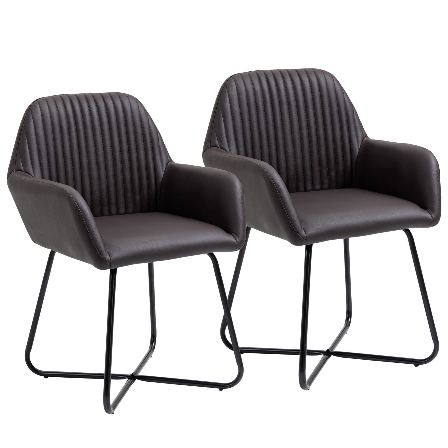 Set 2 Modern Chairs For Dining Room, Kitchen or Living Room, Padded Chairs in Brown 60x56.5x85cm