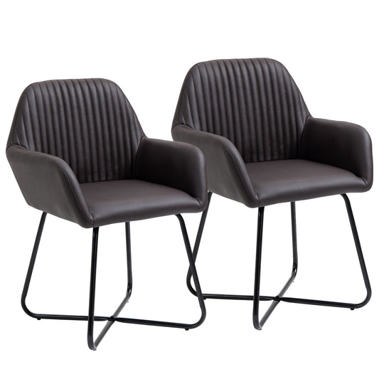Set 2 Modern Chairs For Dining Room, Kitchen or Living Room, Padded Chairs in Brown 60x56.5x85cm