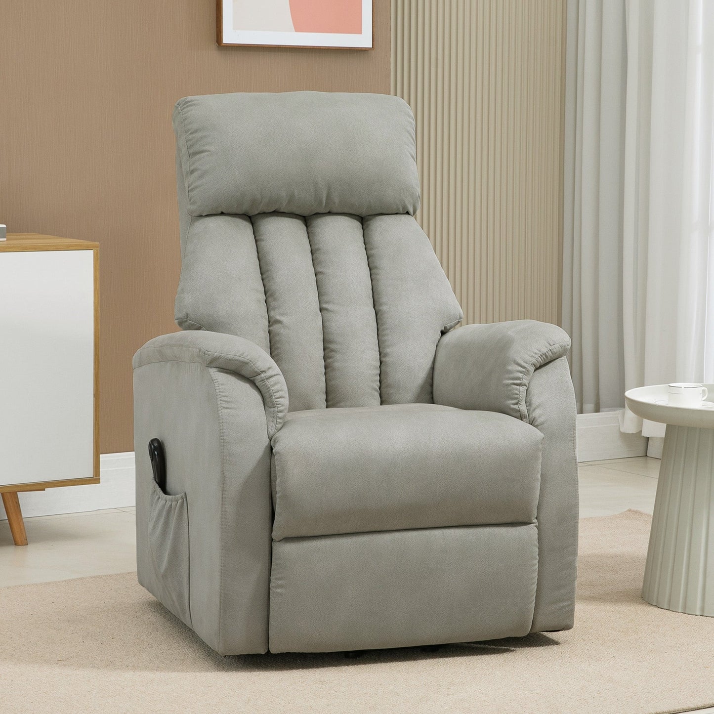 Lift Armchair Reclining 150° max with Remote Control and Footrest, 75x93x110 cm, Grey