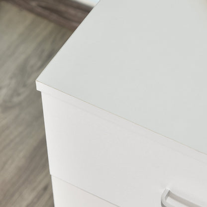 2 Drawer Office Chest with Lock and 5 Wheels, Chipboard, 40x49x58 cm, White