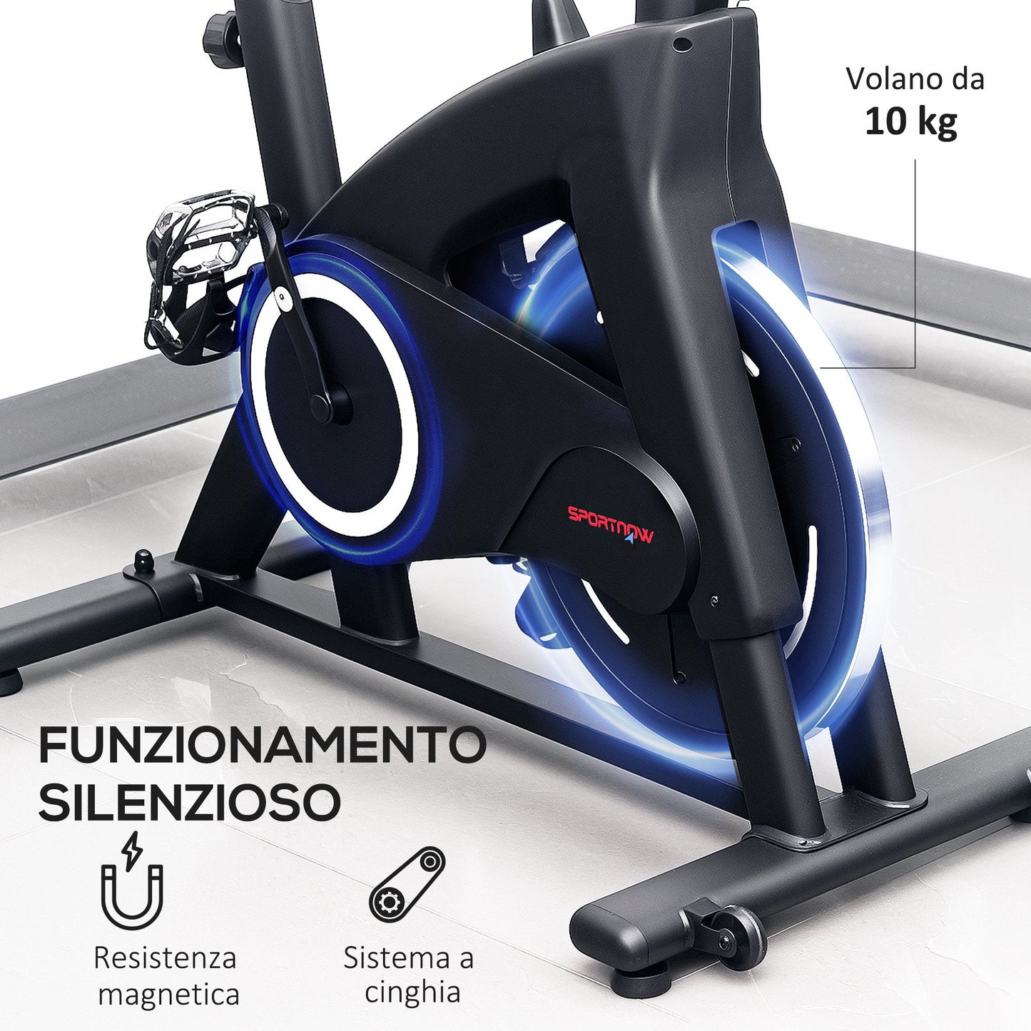 Magnetic Exercise Bike with 10kg Flywheel, Adjustable Seat and Handlebars, LCD Monitor, Tablet Holder, Black