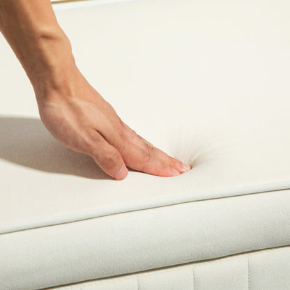 72L Oval Storage Bench with Lift-Top Lid, Velvet Fabric and Wood, 108x44x43.5 cm, Cream