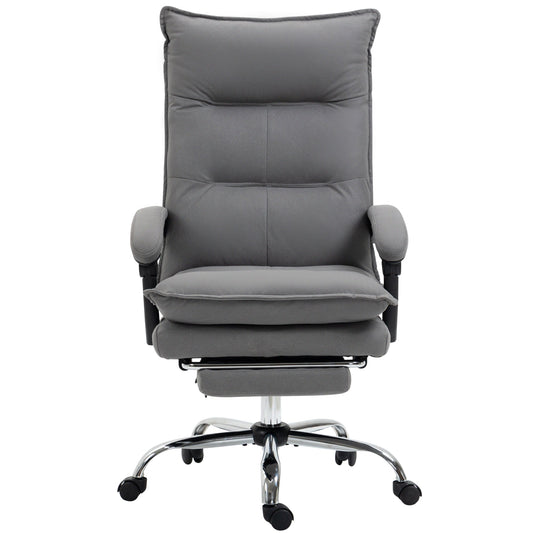 Heated Massage Office Chair, 155° Reclining with Extendable Footrest, Grey