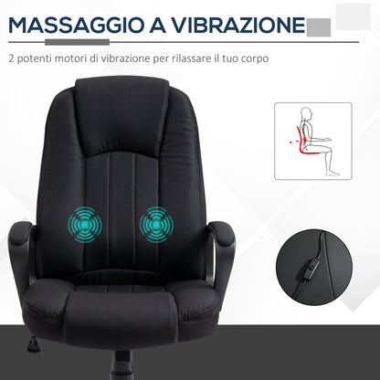 Height-Adjustable Massage Office Chair, 60x74x106-116cm, Black