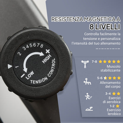 Magnetic Recumbent Exercise Bike with 8 Resistance Levels, LCD Display, Adjustable Seat and Arm Bands