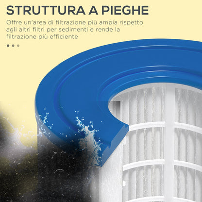 Set of 6 Filters for Inflatable Pools and Spas in Non-Woven Fabric, Ø10.5x8cm, Blue and White