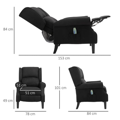 Reclining Massage Relax Chair with Remote Control, 78x83x101cm, Black