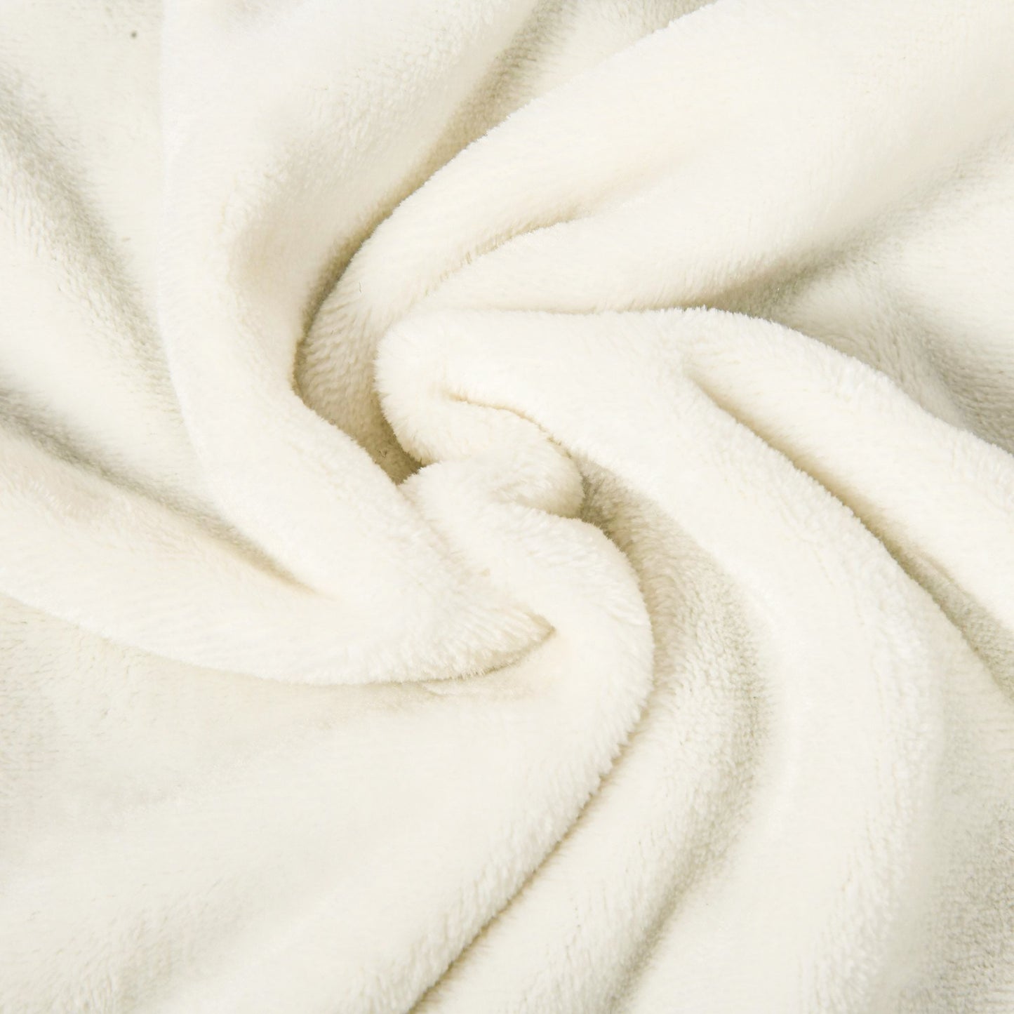 Cream White 330 GSM Reversible Flannel Blanket for Indoor and Outdoor Use, 203x152x0.5 cm, Cream White