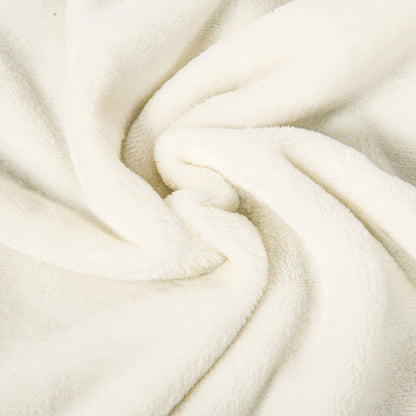 Cream White 330 GSM Reversible Flannel Blanket for Indoor and Outdoor Use, 203x152x0.5 cm, Cream White