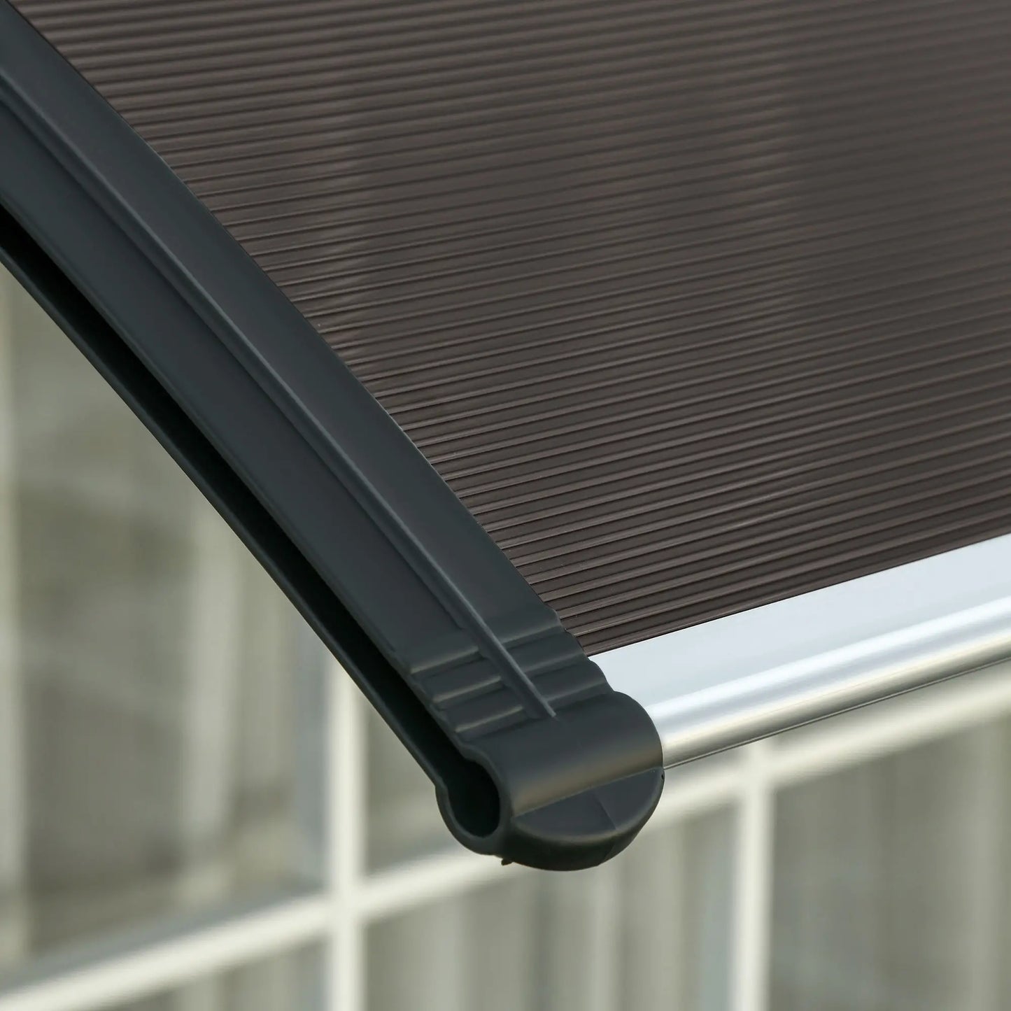 Outdoor Polycarbonate Canopy for Doors and Windows with Assembly Kit 103x96. 5x27cm - Brown