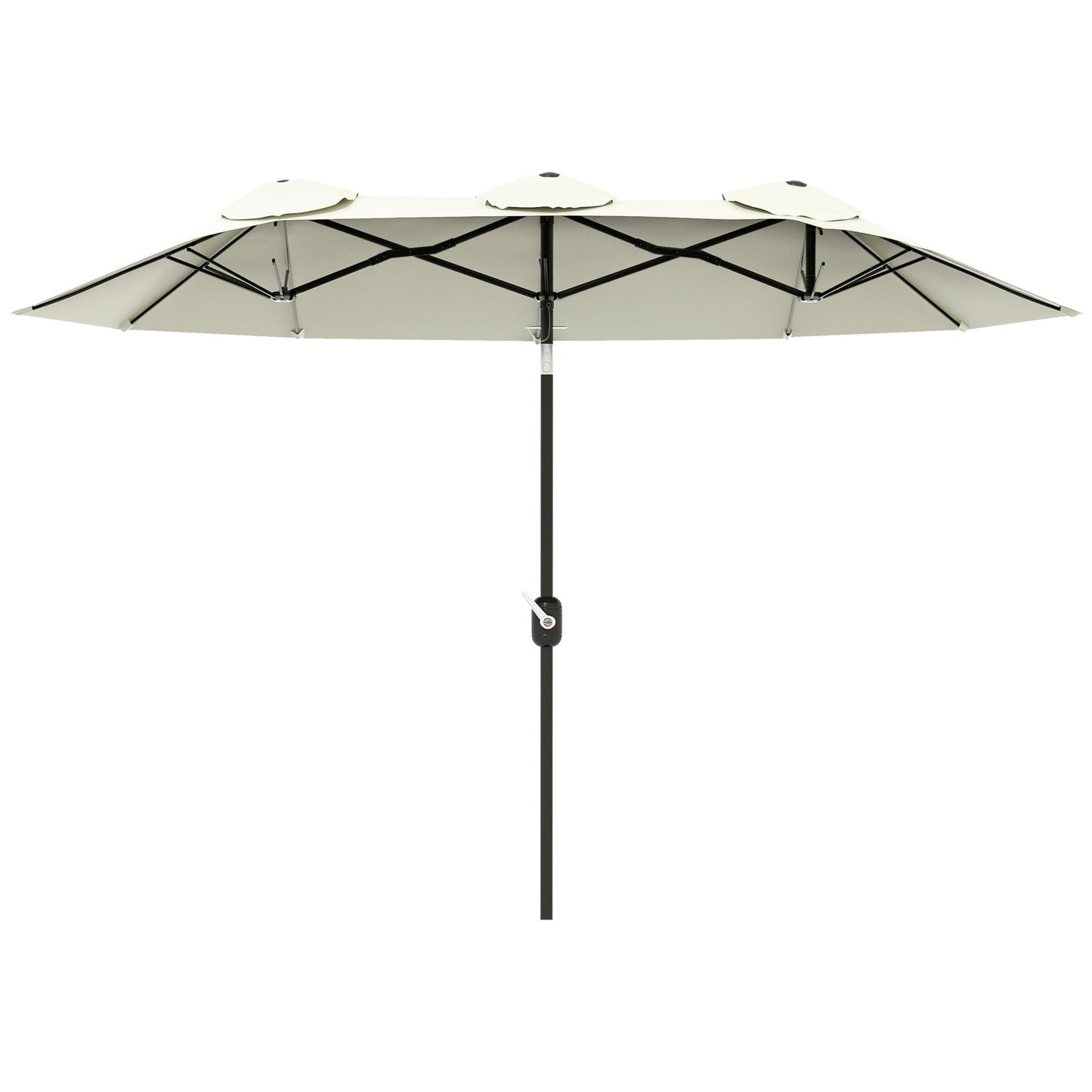 Double Tilting Garden Umbrella with Crank Opening, 285x147x227cm, Beige