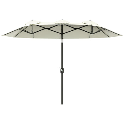 Double Tilting Garden Umbrella with Crank Opening, 285x147x227cm, Beige