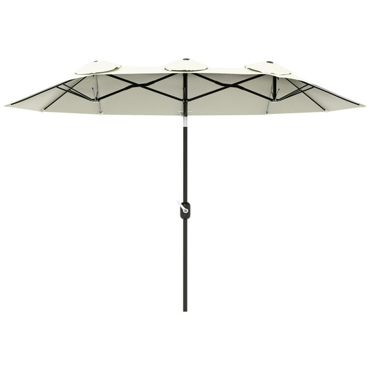 Double Tilting Garden Umbrella with Crank Opening, 285x147x227cm, Beige