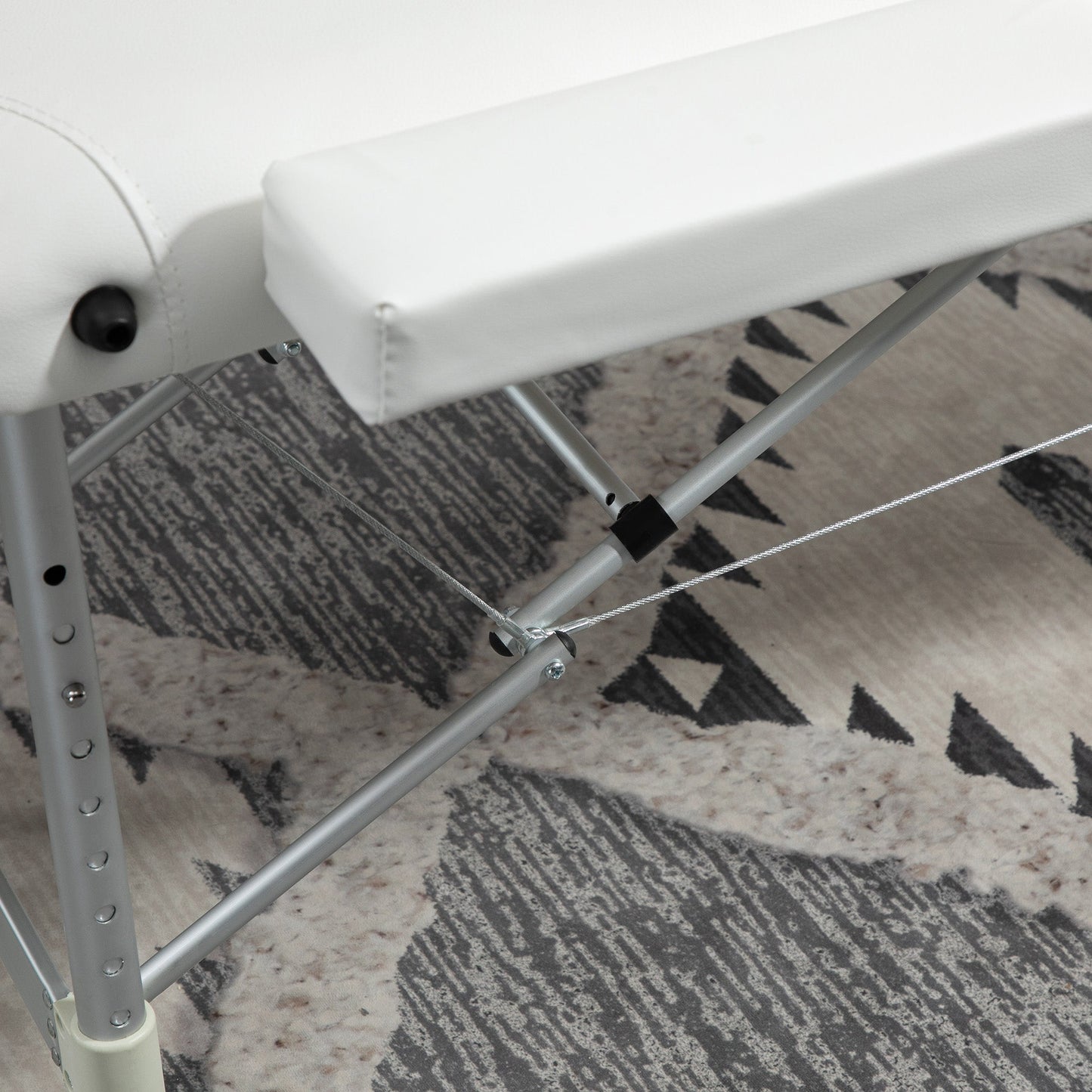 Portable Folding Professional Massage Table in White Aluminum 215x81x61-84cm